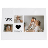 トレンディーコラージュ写真&私たちは愛あなたパパのギフト ラージペーパーバッグ (正面)