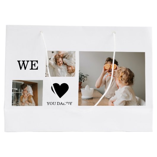 トレンディーコラージュ写真&私たちは愛あなたパパのギフト ラージペーパーバッグ (裏面)