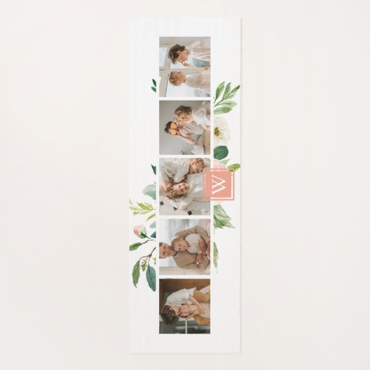 トレンディーコラージュ家族の写真と花ギフト ヨガマット (裏面)