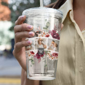 トレンディーコラージュ家族の写真カラフル花ギフト アクリルタンブラー