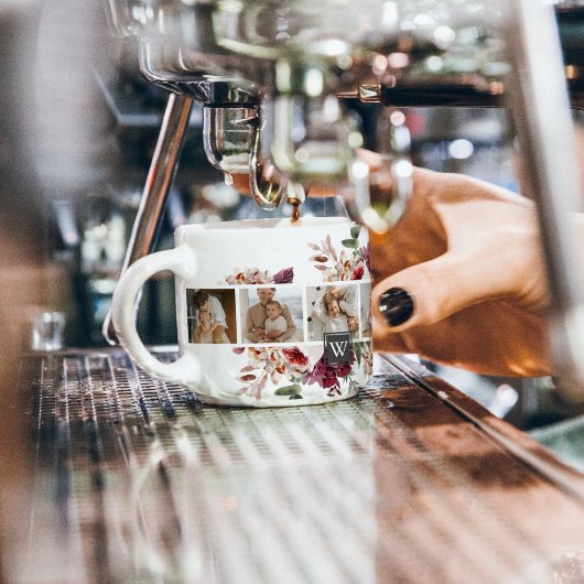 トレンディーコラージュ家族の写真カラフル花ギフト エスプレッソカップ