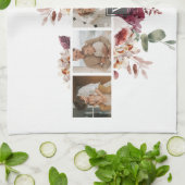 トレンディーコラージュ家族の写真カラフル花ギフト キッチンタオル (折り畳み)