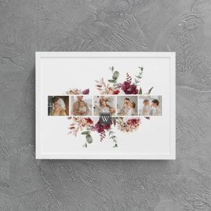 トレンディーコラージュ家族の写真カラフル花ギフト キャンバスプリント