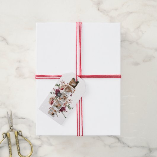 トレンディーコラージュ家族の写真カラフル花ギフト ギフトタグ (より糸付き)