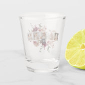 トレンディーコラージュ家族の写真カラフル花ギフト ショットグラス (裏面)