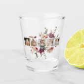 トレンディーコラージュ家族の写真カラフル花ギフト ショットグラス (正面)
