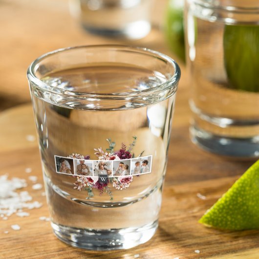 トレンディーコラージュ家族の写真カラフル花ギフト ショットグラス
