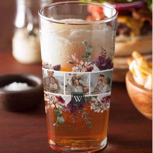 トレンディーコラージュ家族の写真カラフル花ギフト タンブラーグラス