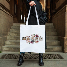 トレンディーコラージュ家族の写真カラフル花ギフト トートバッグ