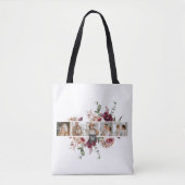 トレンディーコラージュ家族の写真カラフル花ギフト トートバッグ (正面)