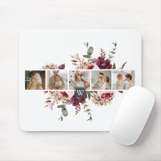 トレンディーコラージュ家族の写真カラフル花ギフト マウスパッド (マウス)