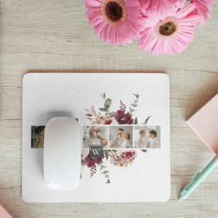 トレンディーコラージュ家族の写真カラフル花ギフト マウスパッド
