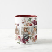 トレンディーコラージュ家族の写真カラフル花ギフト マグカップ (中央)