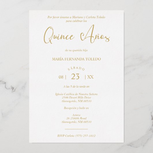 トレンディーコラージュ15アニオス16枚スペインの写真タイムライン 箔招待状 (裏面)