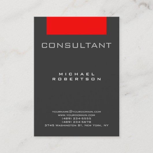 トレンディーコンサルタントRed Gray Chubby Business Card 名刺 (正面)