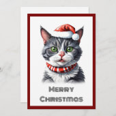 トレンディーコンテンポラリーキャットお洒落・メリー・クリスマス シーズンカード (正面/裏面)