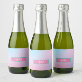 トレンディーコンテンポラリーティール（緑がかった色）ピンク スパークリングワインラベル