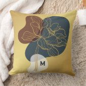 トレンディーコンテンポラリーモノグラム金ゴールドお洒落フローラ クッション (ブランケット)