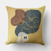 トレンディーコンテンポラリーモノグラム金ゴールドお洒落フローラ クッション (正面)