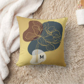 トレンディーコンテンポラリーモノグラム金ゴールドお洒落フローラ クッション (ブランケット)