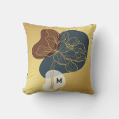 トレンディーコンテンポラリーモノグラム金ゴールドお洒落フローラ クッション (正面)