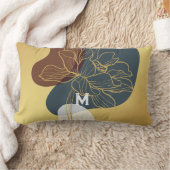 トレンディーコンテンポラリーモノグラム金ゴールドお洒落フローラ ランバークッション (ブランケット)