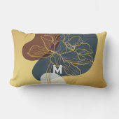 トレンディーコンテンポラリーモノグラム金ゴールドお洒落フローラ ランバークッション (正面)