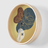 トレンディーコンテンポラリーモノグラム金ゴールドお洒落フローラ 壁時計 (傾斜)