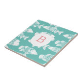 トレンディーコースタルボホシックホワイトフローラフィッシュ タイル (側面)