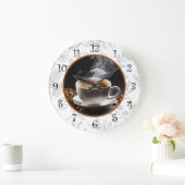 トレンディーコーヒーフローラキッチンウォールクロック ラージ壁時計 (ホーム)