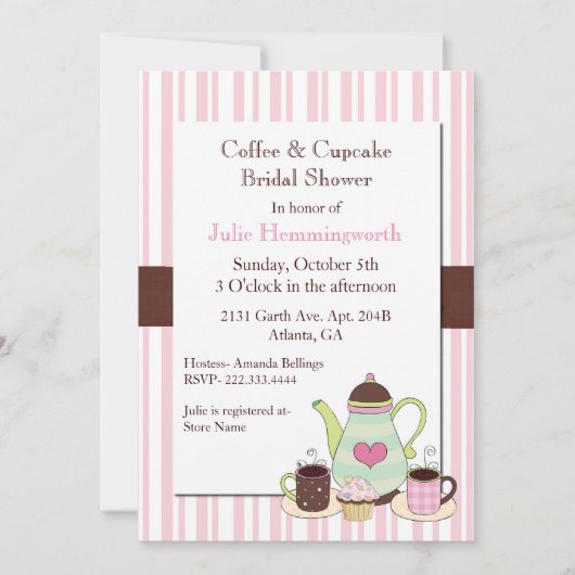 トレンディーコーヒーブライダルシャワー招待 招待状 (正面)
