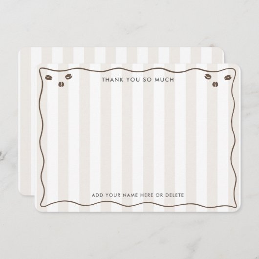 トレンディーコーヒー豆エスプレッソマルティーニブライダルシャワー サンキューカード (正面/裏面)