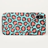 トレンディーコーラルアートミントティール（緑がかった色）レオパードアニマルプリント Case-Mate iPhoneケース (裏面(横))