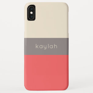 トレンディーコーラルカラーブロックパターン(名前) iPhone XS MAXケース