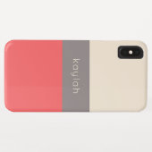 トレンディーコーラルカラーブロックパターン(名前) Case-Mate iPhoneケース (裏面(横))