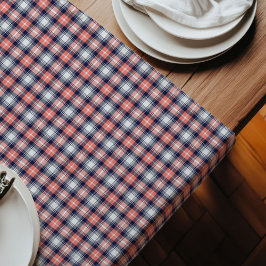 トレンディーコーラルネイビーお洒落タータンチェックfor Everyday Dining ロングテーブルランナー