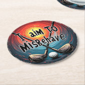 トレンディーゴルフのクラブとボール ラウンドペーパーコースター (アングル)