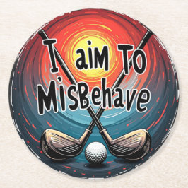 トレンディーゴルフのクラブとボール ラウンドペーパーコースター