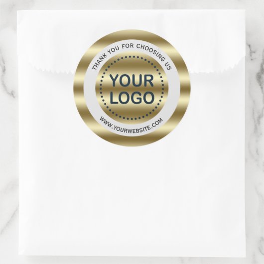 トレンディーゴールデンウェーブグラデーションあなたのロゴスローガン ラウンドシール (バッグ)