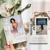 トレンディーゴールドフォイル写真卒業発表 箔招待状