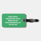 トレンディーサッカーボールパーソナライズされたグリーン ラゲッジタグ (裏面横)