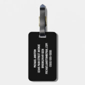 トレンディーサッカーボールパーソナライズされたブラック ラゲッジタグ (裏面縦)