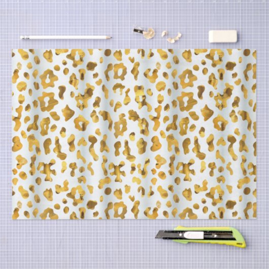 トレンディーサファリシック金ゴールドヒョウ印刷ギフト 薄葉紙 (クラフト)