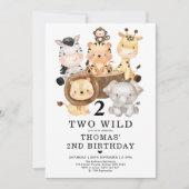 トレンディーサファリジャングルトゥーワイルド2歳誕生日パーティー 招待状 (正面)