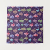 トレンディーサボテン水色スケッチシームレス模様  タペストリー (正面(横))