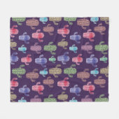 トレンディーサボテン水色スケッチシームレス模様 フリースブランケット (正面(横))