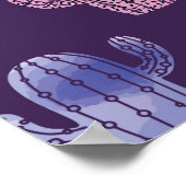 トレンディーサボテン水色スケッチシームレス模様  ポスター (角)