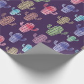 トレンディーサボテン水色スケッチシームレス模様  ラッピングペーパー (角)