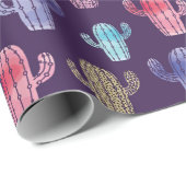 トレンディーサボテン水色スケッチシームレス模様  ラッピングペーパー (ロールコーナー)