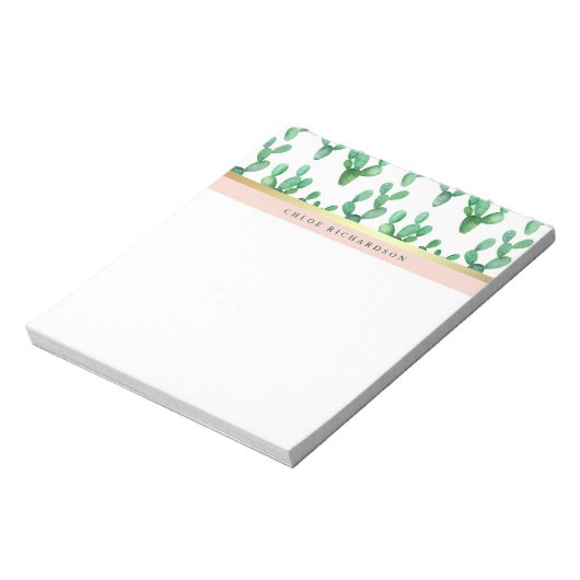 トレンディーサボテン |赤面とフェイク金ゴールド砂漠模様 ノートパッド (回転)